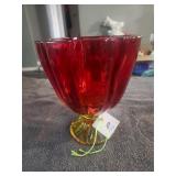 Red Candy Dish & Yellow Bottom ( Indiana Glass ? )
