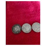 3 40% Silver Kennedy Half Dollars