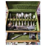 W.M. A. Rogers 74 pieces Silverware & 2 Drawer Cs.