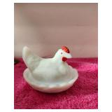 Hand Painted Vintage West Moreland Hen On A Nest