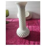 Vintage E.O.Brody White Hobnail Bud Vase
