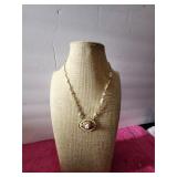 1928 Rose Pendant Necklace With Swirl Pattern