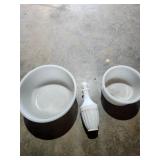 3 Milk Glass 2 Bowls 1 Vinager Bottle 1 Federal