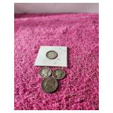 1 1963 Dime 2 1943 Mercury Dimes @ 1 War Nickle