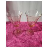 2 Pink Depression Tiffin Flanders Water Goblets