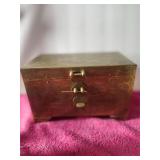 Antique Brass Jewelry Box Mirror Broken