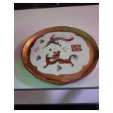 Hand Painted Red Dragon & Phoenix Vintage 1950's