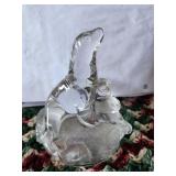 Glass Paper Weight Or Figurine Heavy Walrus & Baby
