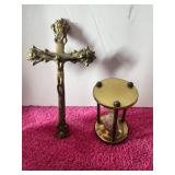 Brass Jesus On The Cross & Brass Hour Glass