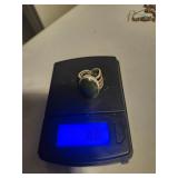 Sterling Silver natural Jade stone ring