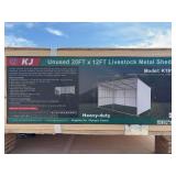 20’ x 12’ Livestock Metal Shed - Assembly Required - Cream Color