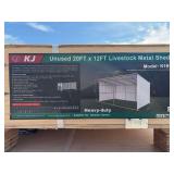 20’ x 12’ Livestock Metal Shed - Assembly Required - Cream Color