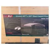 40’ x 20’ Steel Carport Shed - Assembly Required Required - Cream Color