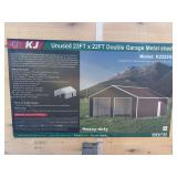 23’ x 22’ Double Garage Metal Shed - Assembly Required - Red Brown Color