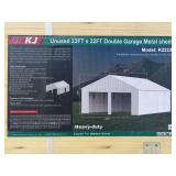 23’ x 22’ Double Garage Metal Shed - Assembly Required - cream color