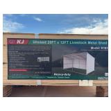 20’ x 12’ Livestock Metal Shed - Assembly Required - Cream Color