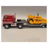 International Single Axel and Trailer - Ertl - 22”x6” - John Deere Dicast Dozer 9”x5