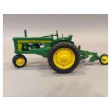 John Deere 520 Diecast Tractor and 2 Bottom Plow - 13”x5”