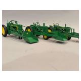 John Deere 620, Model A and Unknown -NF - Diecast Tractors with Trip Loaders - 13”x6”