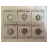 (6) SILVER BARBER DIMES. SEE PIC