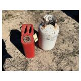 5 GAL METAL GAS CAN & PROPANE BOTTLE