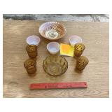 VINTAGE FIRE KING BOWL AND 3 CUPS