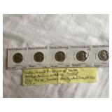 (5) 1964-D JEFFERSON 5 CENTS