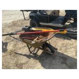 WHEEL BARROW POST HOLE DIGGER, LOPPERS, PICK