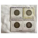 (4) SILVER BARBER QUARTERS. SEE PIC FOR DATES