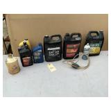 BUCKET OF ASSORTED OILS, POWER STEERING FLUID ETC