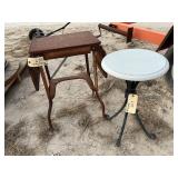 METAL STAND AND WOOD TOP TABLE
