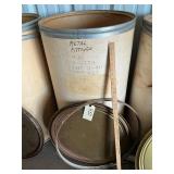 LARGE STORAGE BARREL W/ METAL PLUMBING FITTINGS