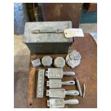 FISHING LOT, BOX OF SINKER MOLDS AND LEAD