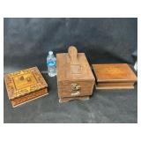 SHOE SHINE BOX, (2) WOODEN BOXES