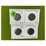 (4) EARLY INDIAN HEAD CENTS 1879, 1881, 1882