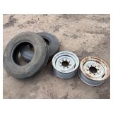 (2) 14 PLY TIRES (2) 8 LUG RIMS