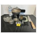 SILVER LIGHTER CANDY DISH VICE HANDLE ETC