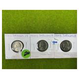 (3) 1964-D GEM B.U. JEFFERSON 5 CENTS