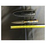 DAMASCUS STYLE KNIFE AND CASE