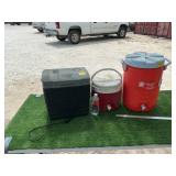 COLEMAN COOLER (PLUG-IN), 2 WATER CANS