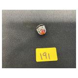 STERLING SILVER RING SIZE 7 - PALE RED STONE