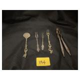 SILVER SERVING FORKS NUT CRACKER SPOON