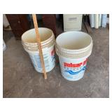 (2) 5 GALLON BUCKETS W/ METAL PLUMBING PARTS
