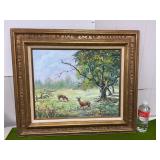 TX DEER OIL PAINTING BY LOUISE VOLZ. 28ï¿½ x 24ï¿½