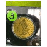 1893 24KT GOLD MORGAN DOLLAR REPLICA