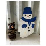 WOOD BEAR/ WOODEN SNOWMAN
