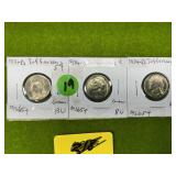 (3) 1974-D GEM B.U. JEFFERSON 5 CENTS