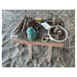 MISCELLANEOUS TOOL LOT WITH STOOL