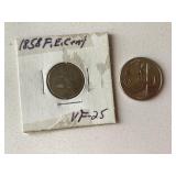 1858 F.E CENT VF-25