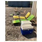 (2) ICE CHEST AND 10 CHAIRS